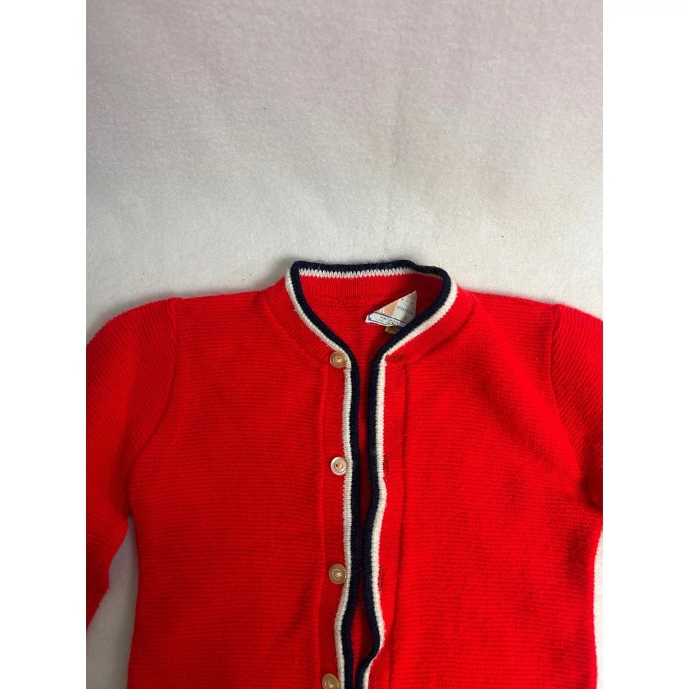 Vintage‎ Toddletime Kid Sm Red Scottie Dog Orlon Acrylic Knit Cardigan Sweater